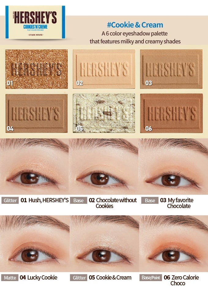 Etude House - HERSHEY'S Play Color Eyes Mini - Cookie n Cream - Swatches