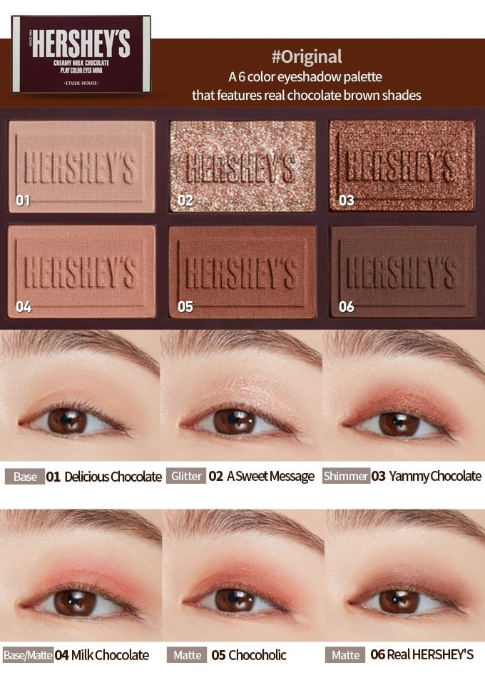 Etude House - HERSHEY'S Play Color Eyes Mini - Original - Swatches