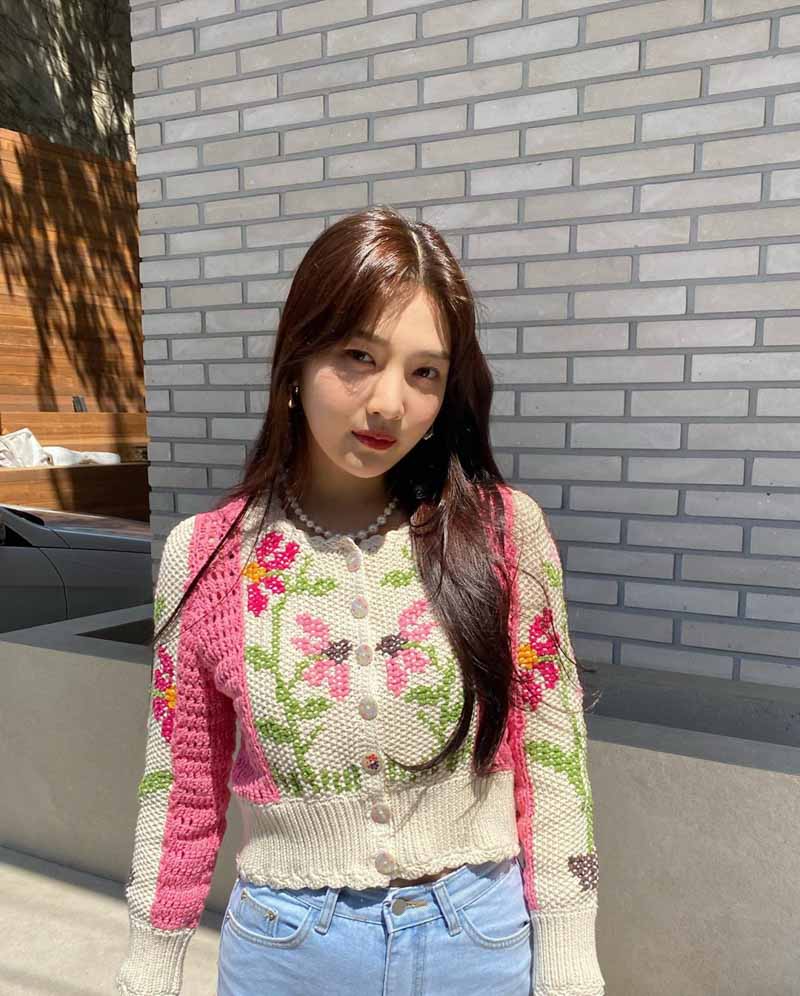 Red Velvet Joy's Outfit on Instagram on April 26, 2020
