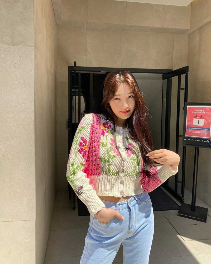 Red Velvet Joy's Outfit on Instagram on April 26, 2020
