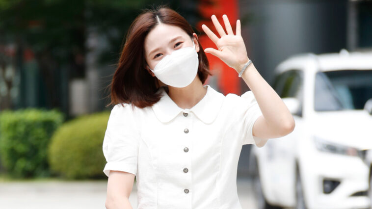 OH MY GIRL Hyojung's Outfit on the way to SBS ‘Cultwo Show’ on July 20, 2021