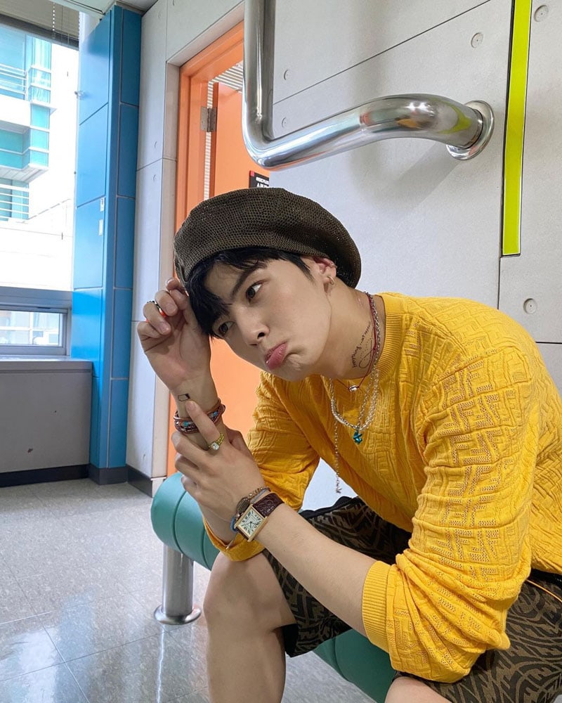 ASTRO Cha Eun-Woo's Outfit on Instagram on August 11, 2021