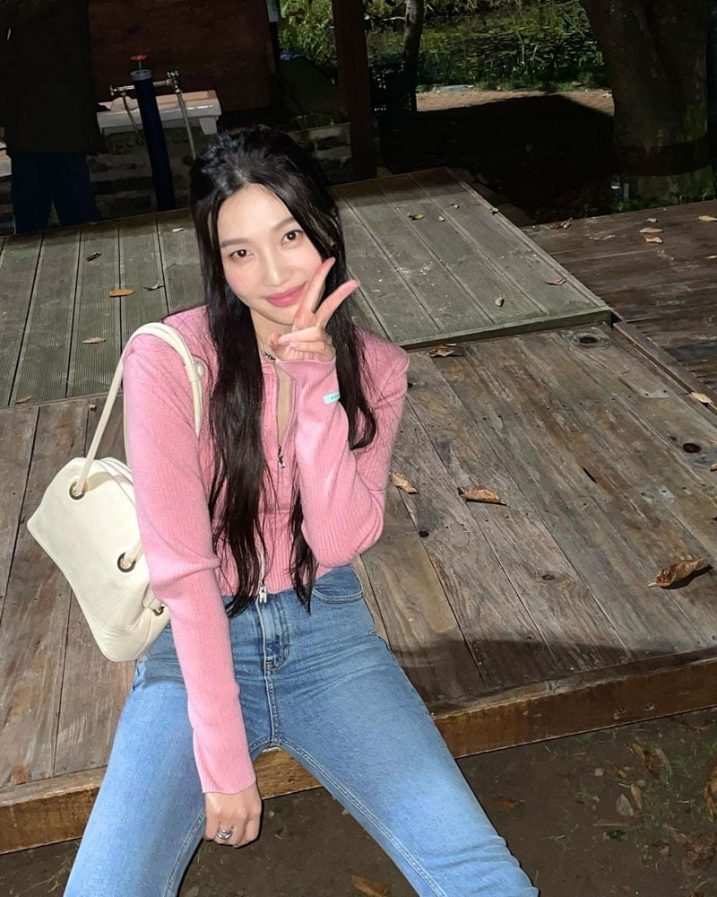 Red Velvet Joy's Outfit on Instagram on October 20, 2021