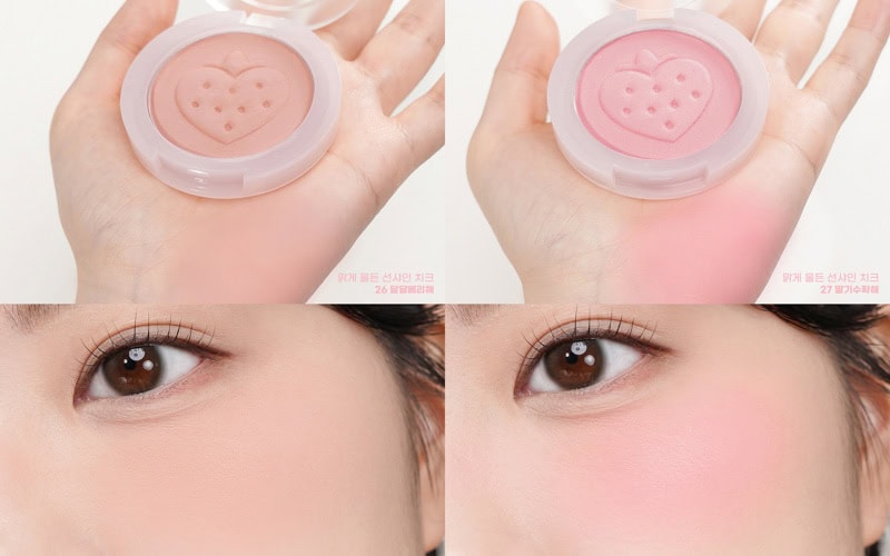 PERIPERA Pure Blushed Sunshine Cheek Soft Berry Edition - Swatches