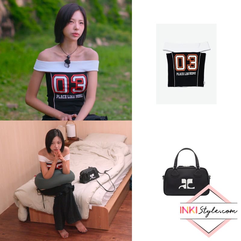 Off-shoulder Graphic Jersey Top